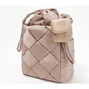 Vince Camuto Woven Nylon Bucket Bag- Audri Grey Taupe